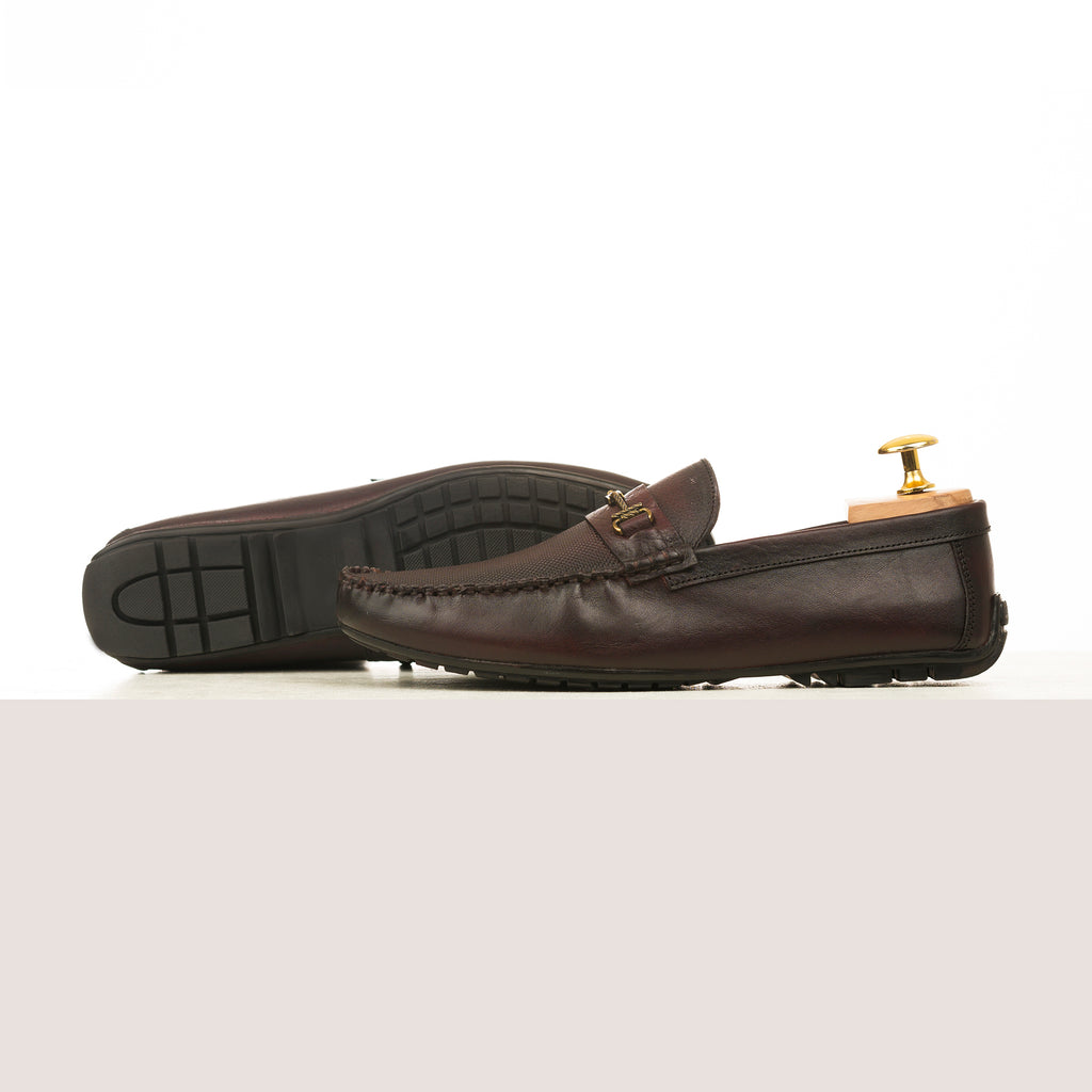 Handcrafted Two-Tone Leather Moccasins - Brown
