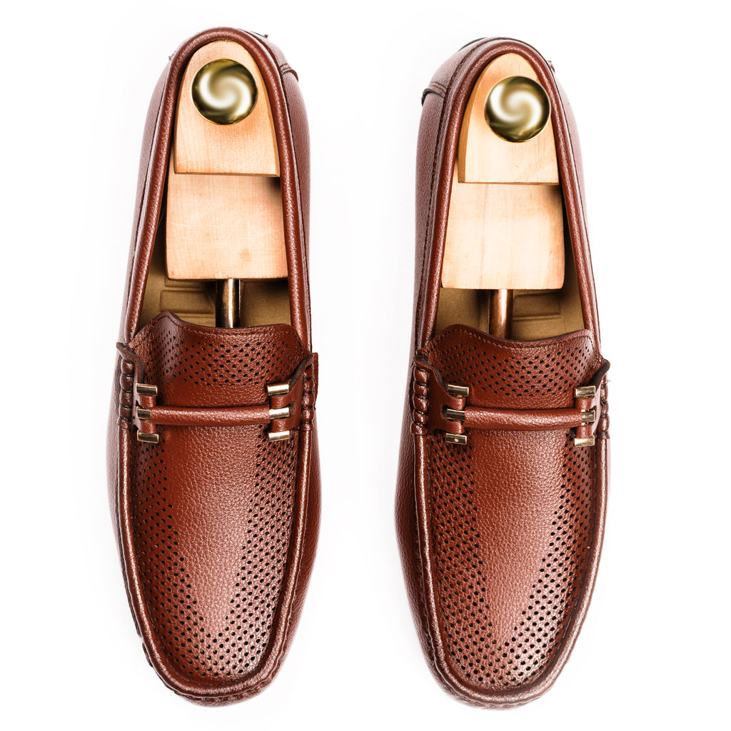 Perforated Driver Moccasins-Tan