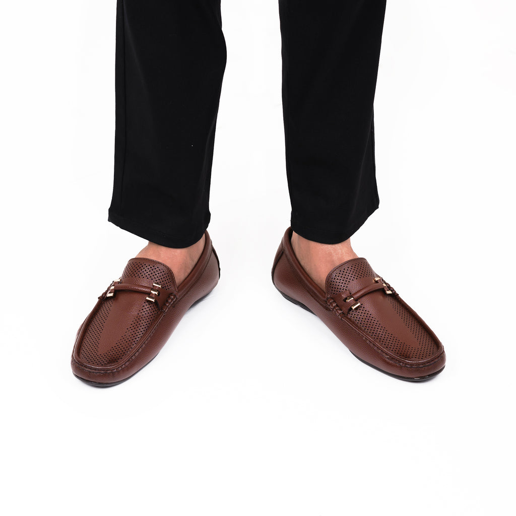 Perforated Driver Moccasins-Tan