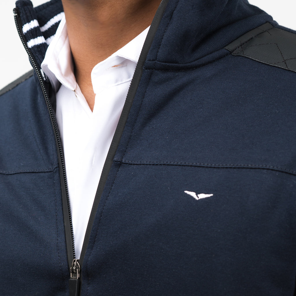 Contrast Ribbed Jacket-Navy