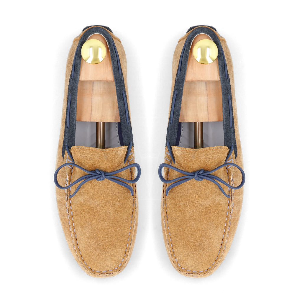 Laced Suede Moccasins - Tan