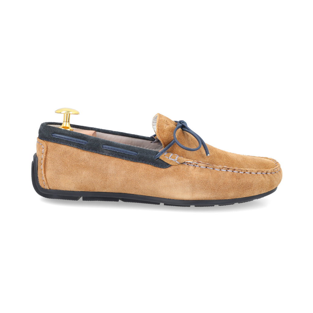 Laced Suede Moccasins - Tan