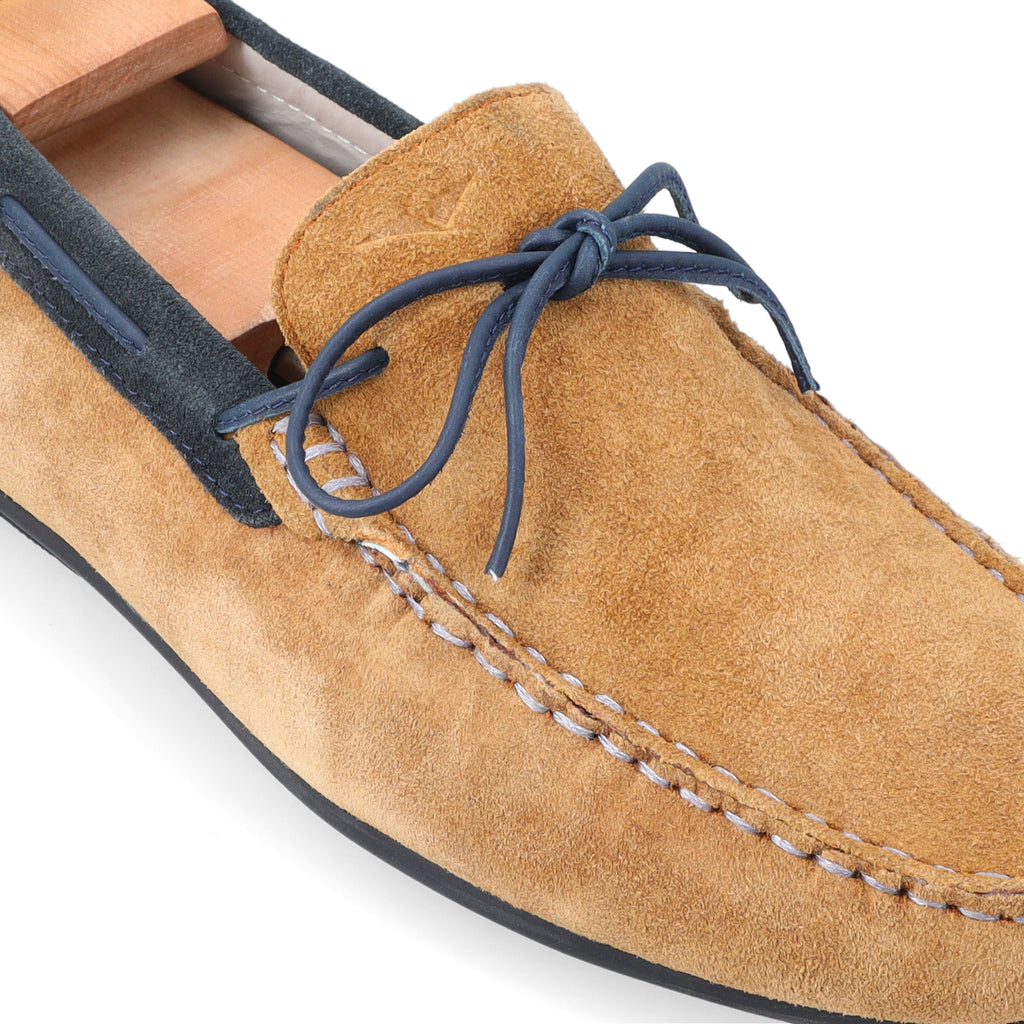 Laced Suede Moccasins - Tan