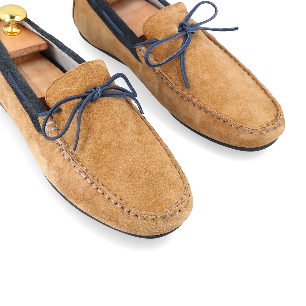 Laced Suede Moccasins - Tan