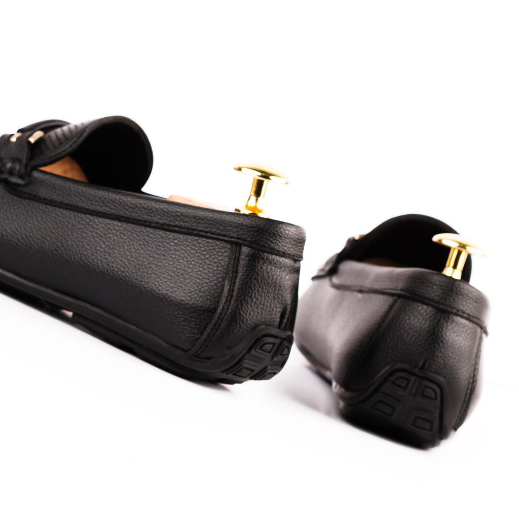 Perforated Driver Moccasins-Black
