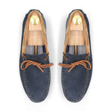 Laced Suede Moccasins - Navy