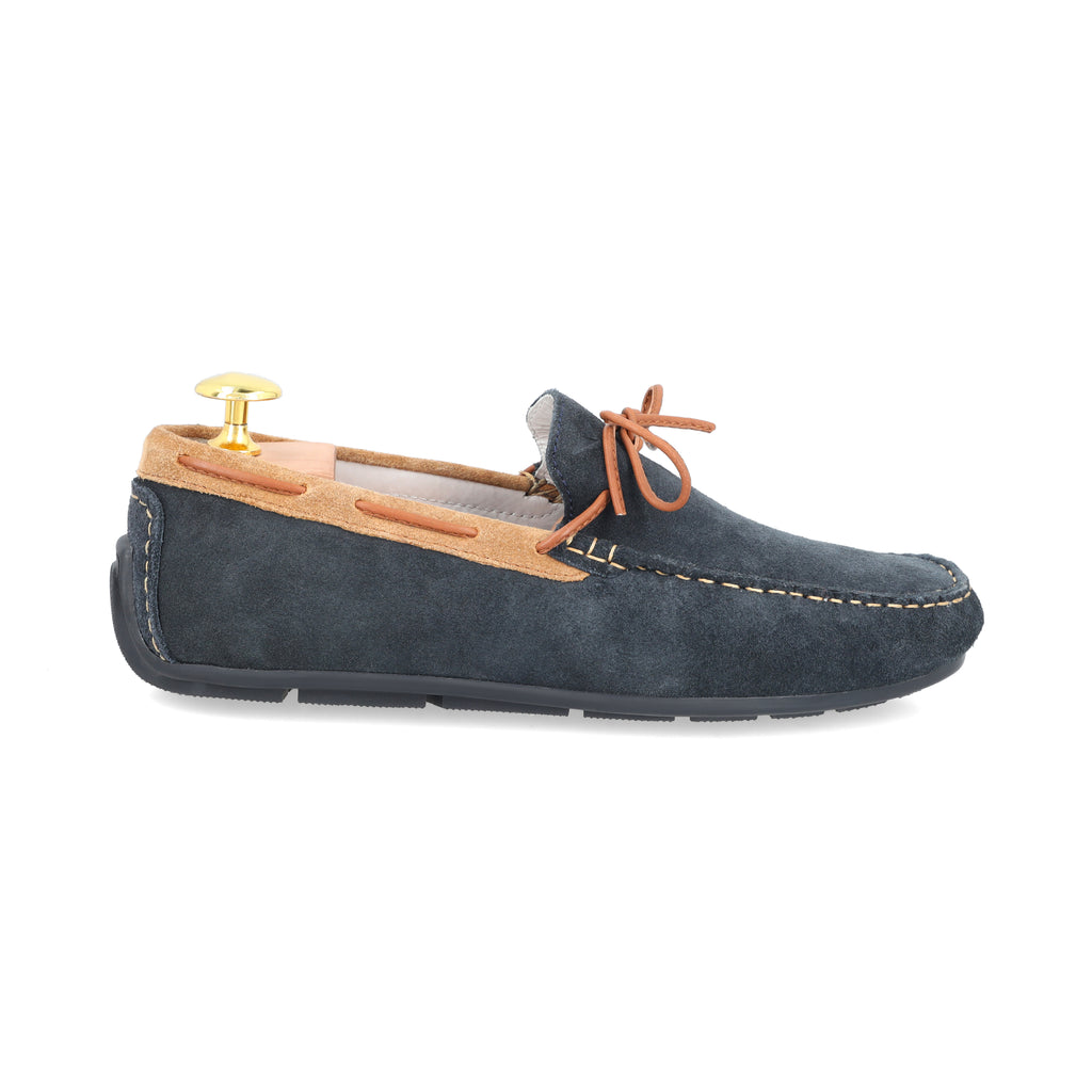 Laced Suede Moccasins - Navy