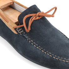 Load image into Gallery viewer, Laced Suede Moccasins - Navy