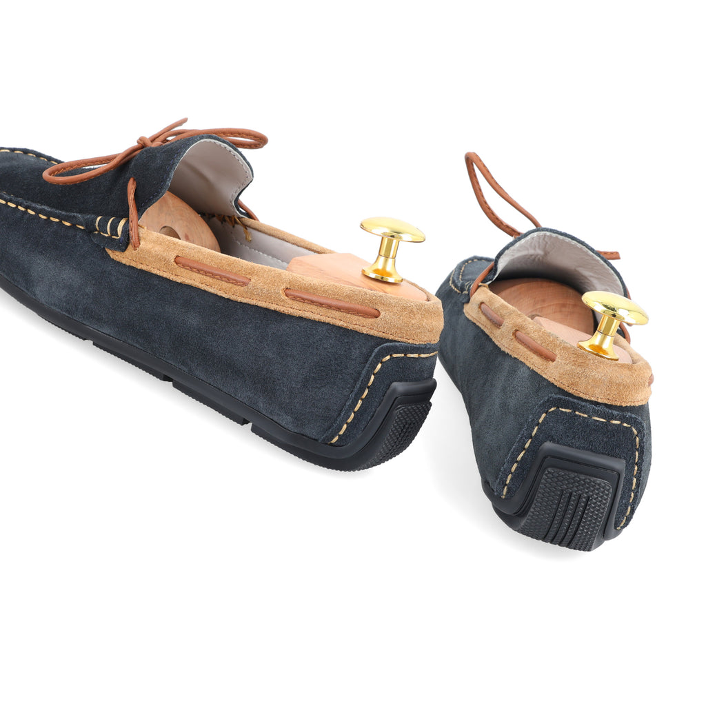 Laced Suede Moccasins - Navy