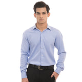 Textured White/Blue Formal Shirt