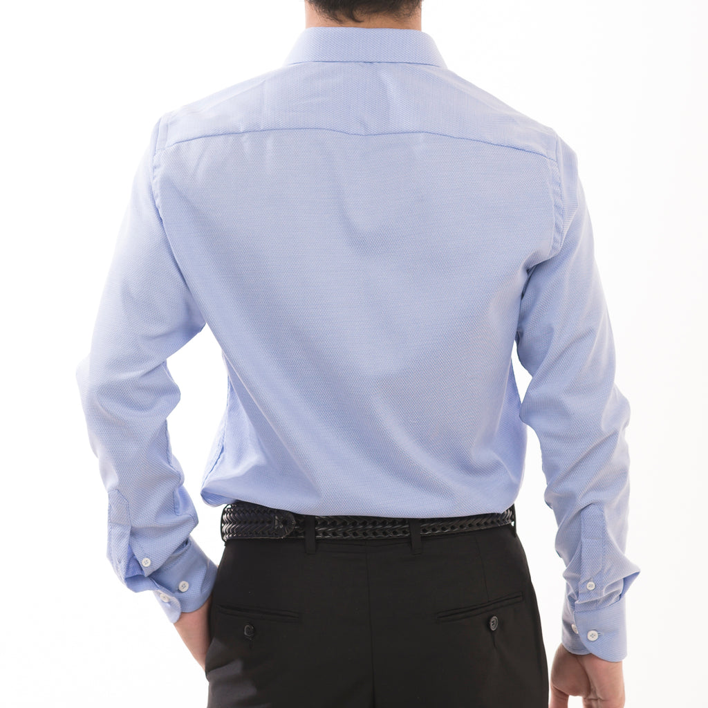 Textured White/Blue Formal Shirt
