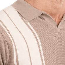 Load image into Gallery viewer, Knitted Striped Polo - Beige/White