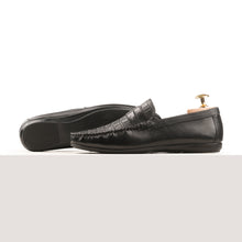 Load image into Gallery viewer, Imperial Crocodile Embossed Moccasins - Black