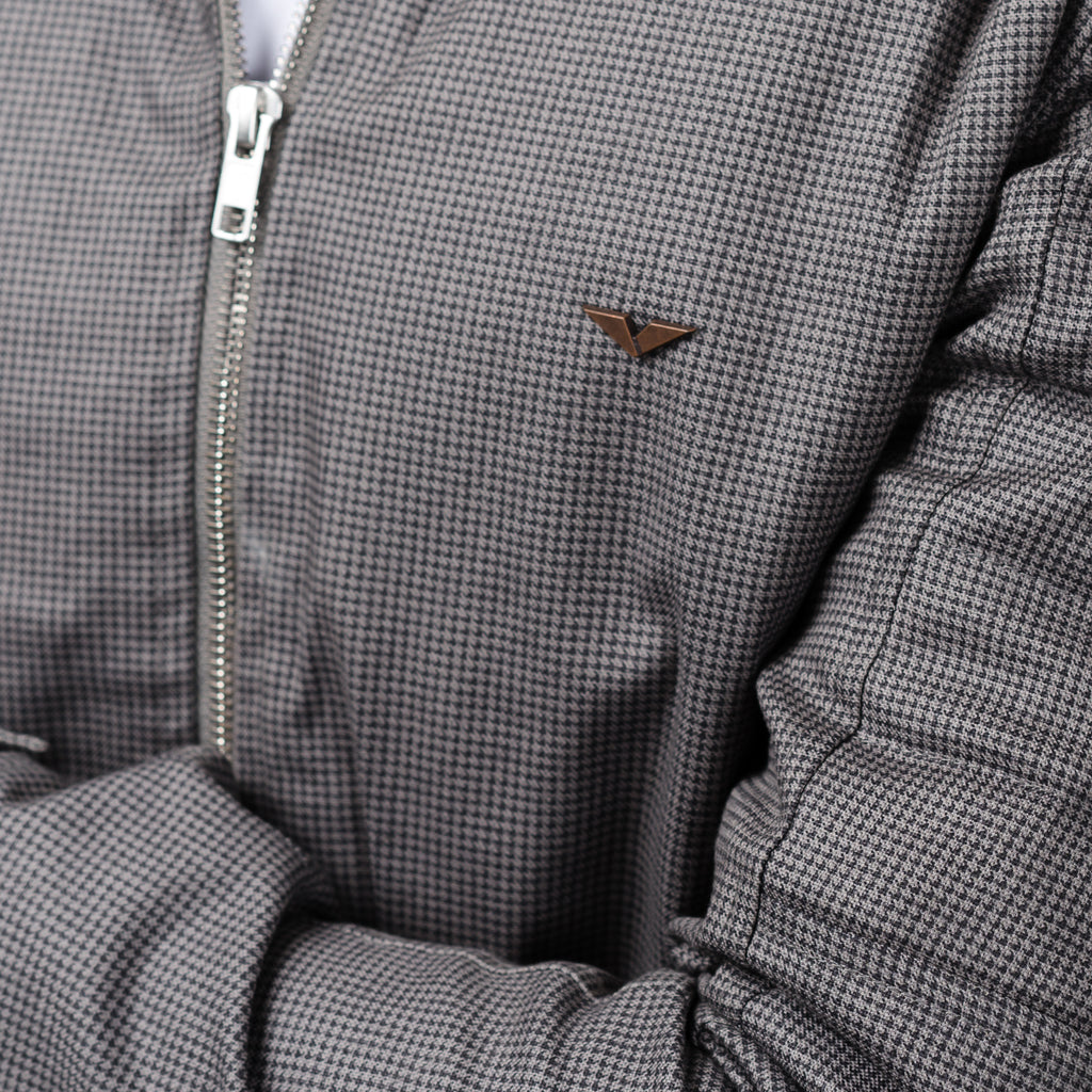 Cotton Checkered Jacket-Grey