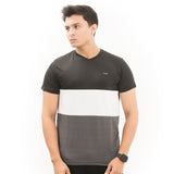 Panel Striped V-Neck-Black