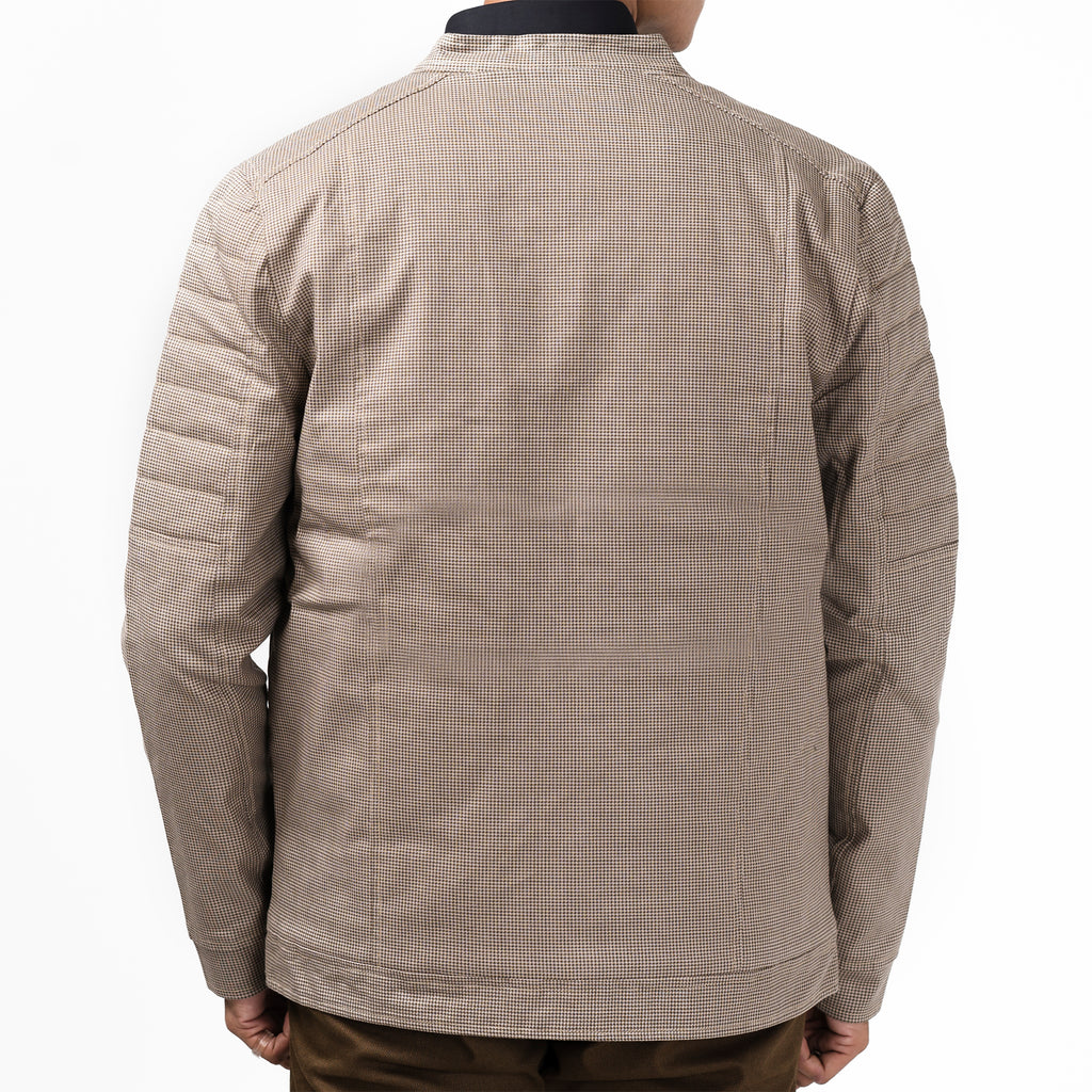 Cotton Checkered Jacket-Beige