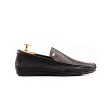 Load image into Gallery viewer, Snakeskin Embossed Moccasins - Black