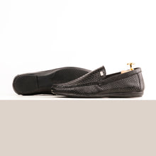 Load image into Gallery viewer, Snakeskin Embossed Moccasins - Black
