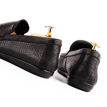 Load image into Gallery viewer, Snakeskin Embossed Moccasins - Black