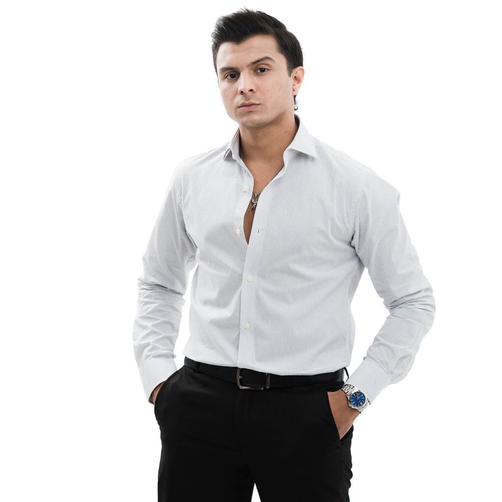 Pin-striped Black/White Collar Shirt
