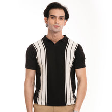 Load image into Gallery viewer, Knitted Striped Polo - Black/White