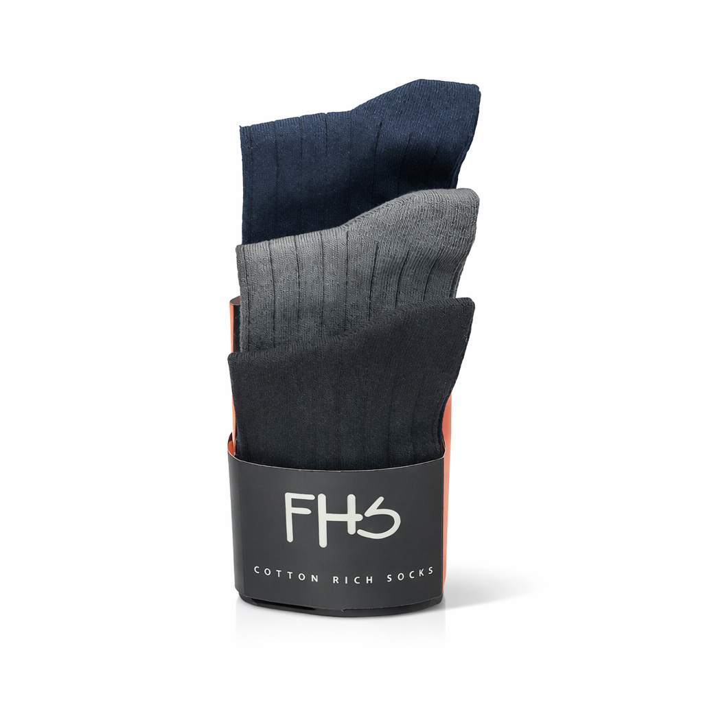 3 Socks Bundle - Black/Navy/Grey