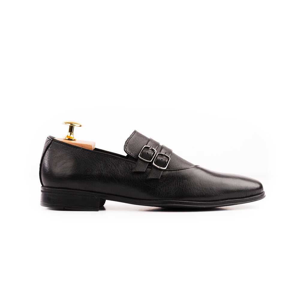 Classic Double Monkstrap Loafers-Black