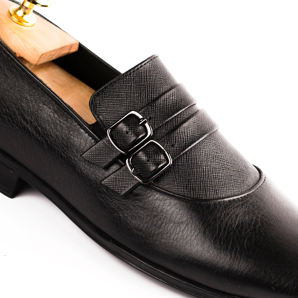 Classic Double Monkstrap Loafers-Black