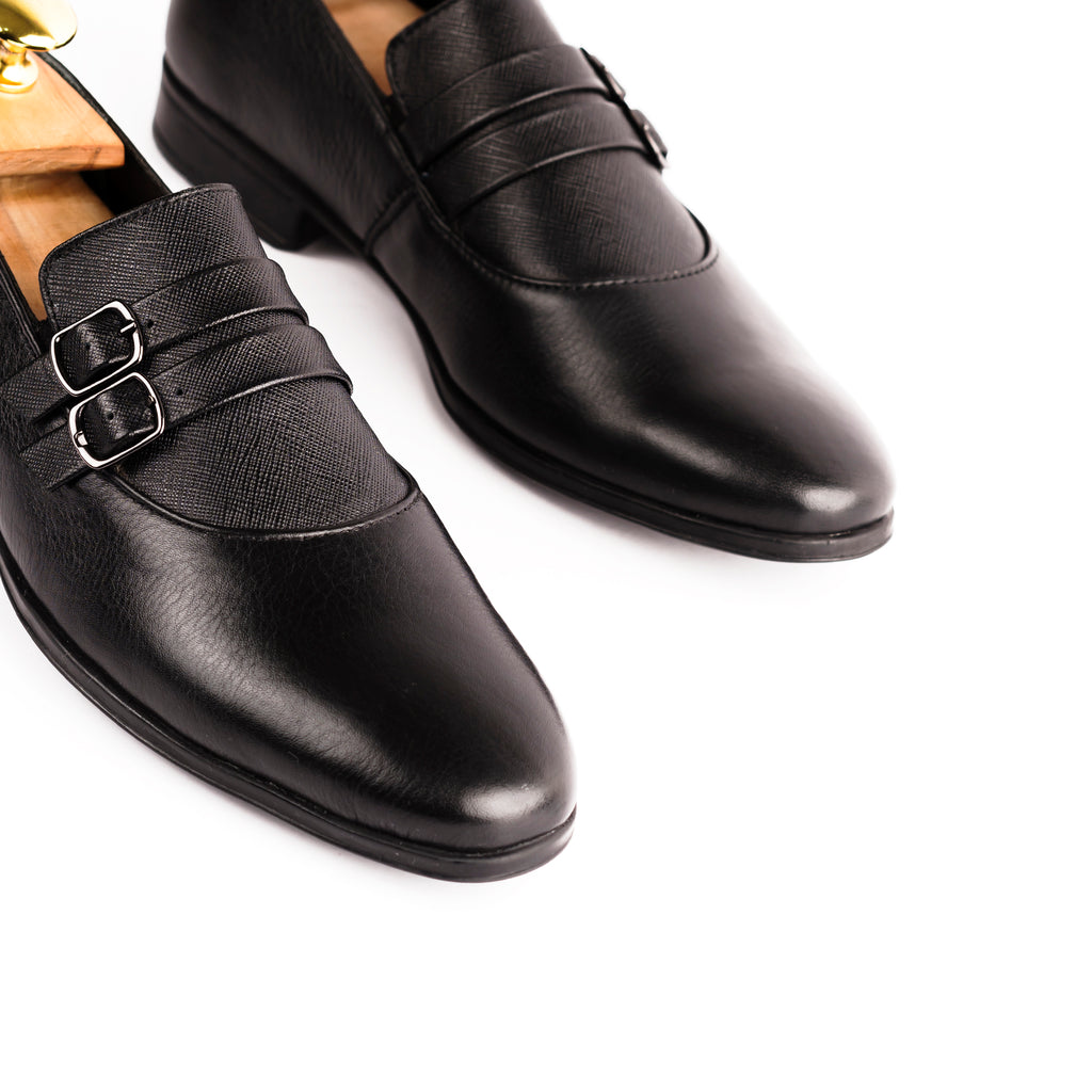 Classic Double Monkstrap Loafers-Black