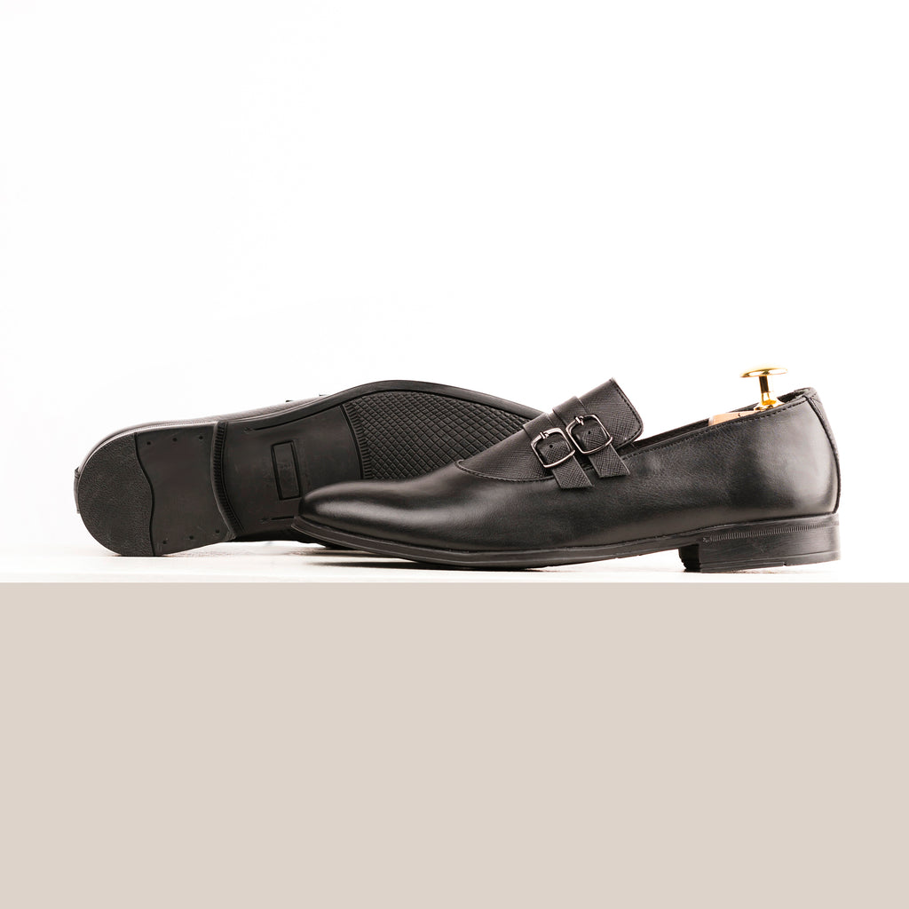 Classic Double Monkstrap Loafers-Black