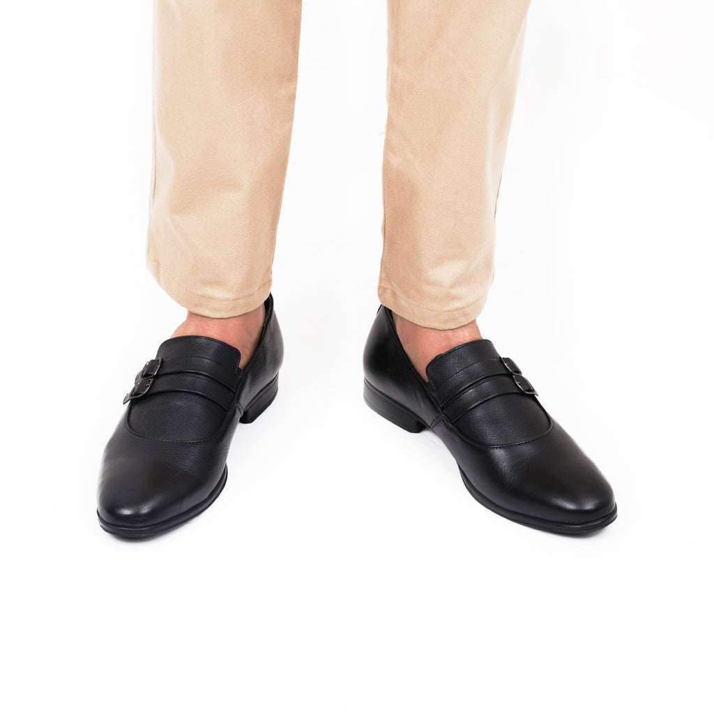 Classic Double Monkstrap Loafers-Black