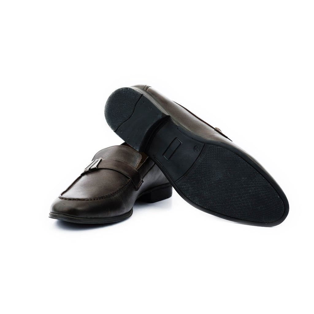 Smart Buckled Loafers-Brown
