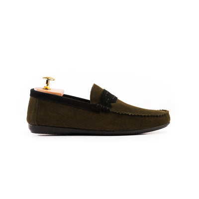 Seude Collar Moccasins - Olive