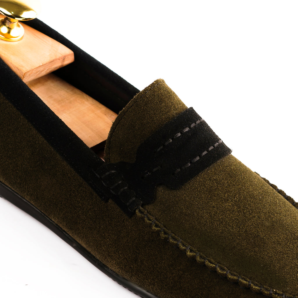 Seude Collar Moccasins - Olive