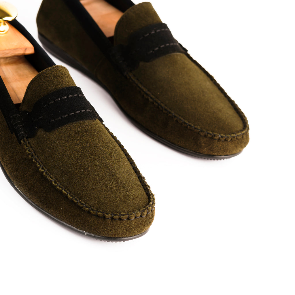 Seude Collar Moccasins - Olive