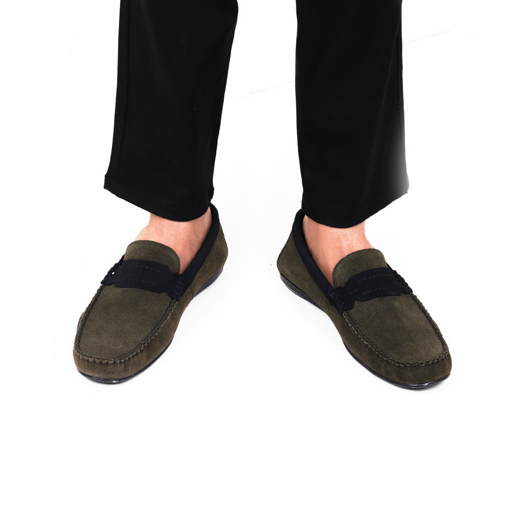 Seude Collar Moccasins - Olive