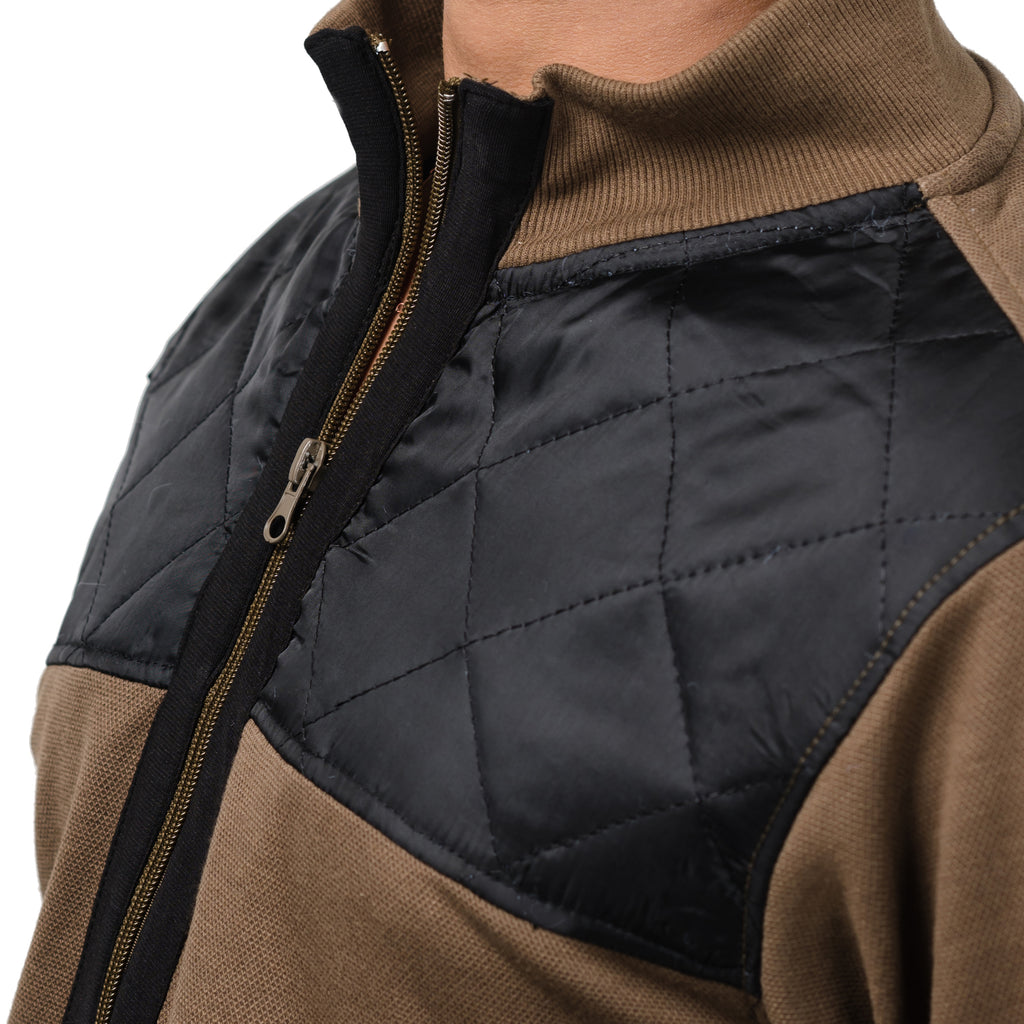 Contrast Quilted Jacket-Olive