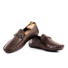 Load image into Gallery viewer, Stitched Horse Bit Buckled Moccasin - Brown