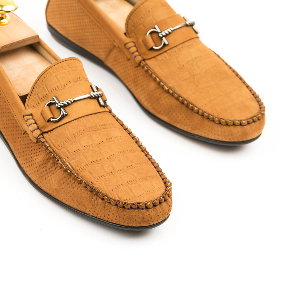 Premium Nubuck Leather Moccasins - Tan