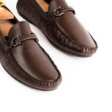 Load image into Gallery viewer, Stitched Horse Bit Buckled Moccasin - Brown