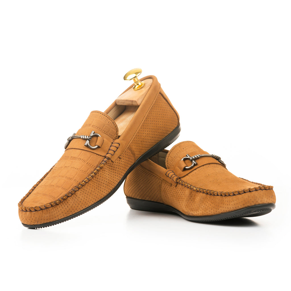 Premium Nubuck Leather Moccasins - Tan