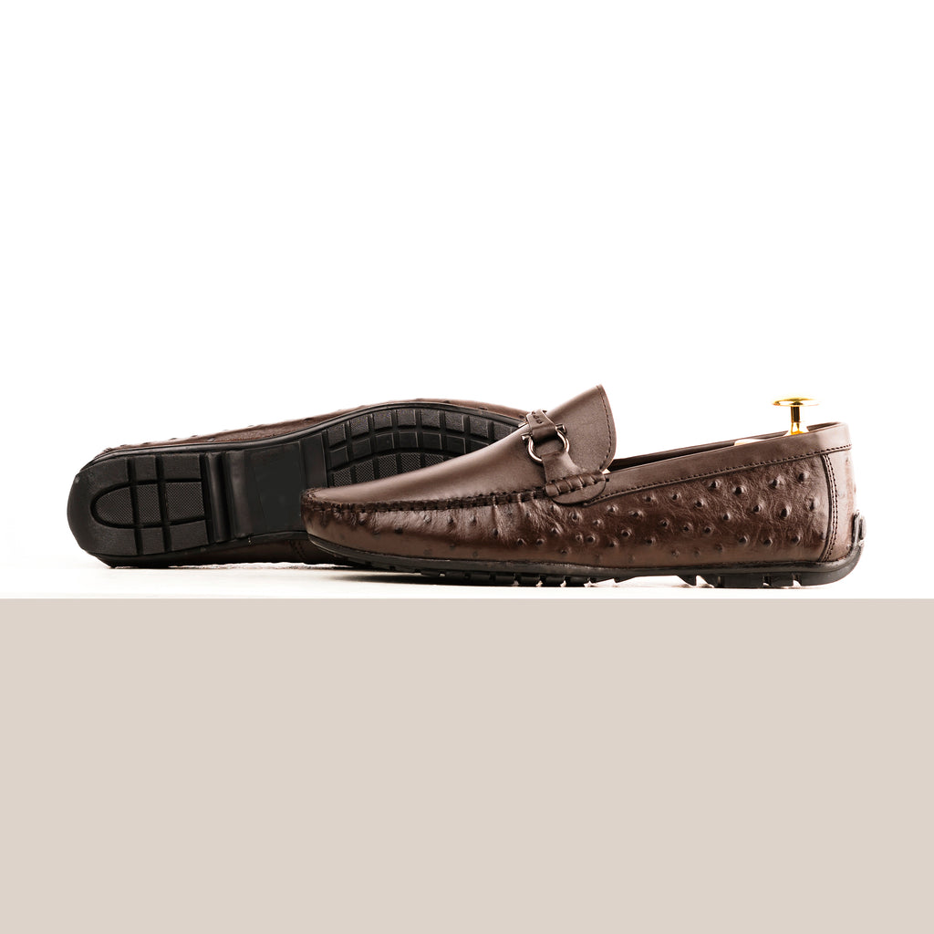 Stitched Horse Bit Buckled Moccasin - Brown
