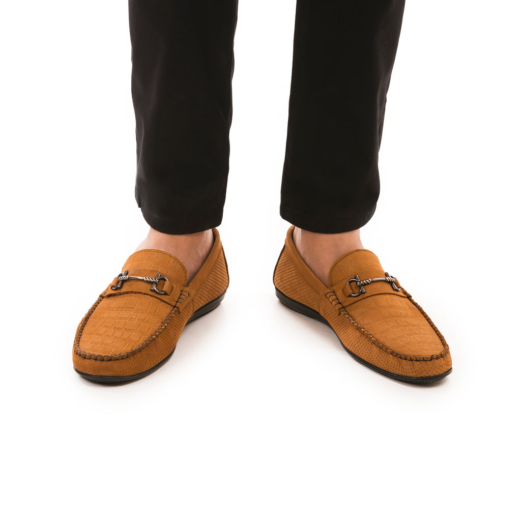Premium Nubuck Leather Moccasins - Tan