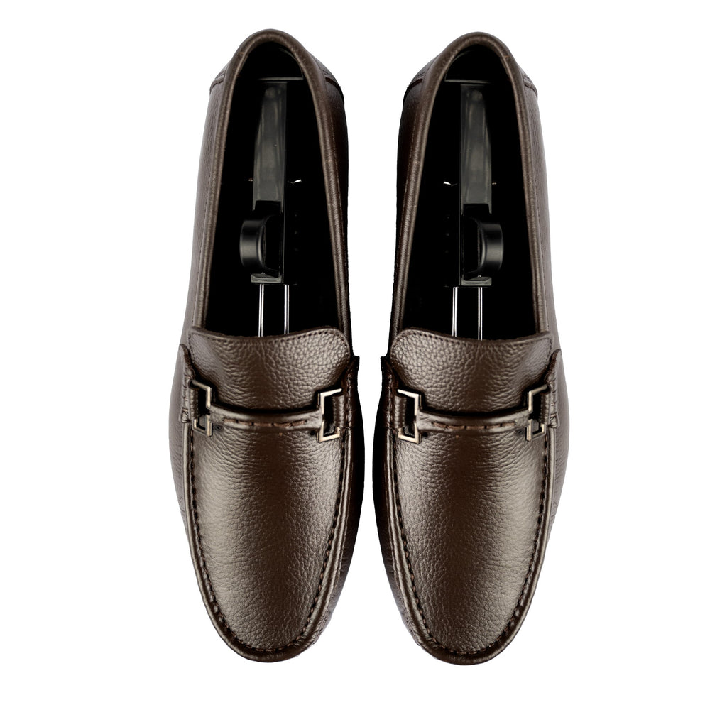 Unique Stitched Buckled Moccasins-Brown