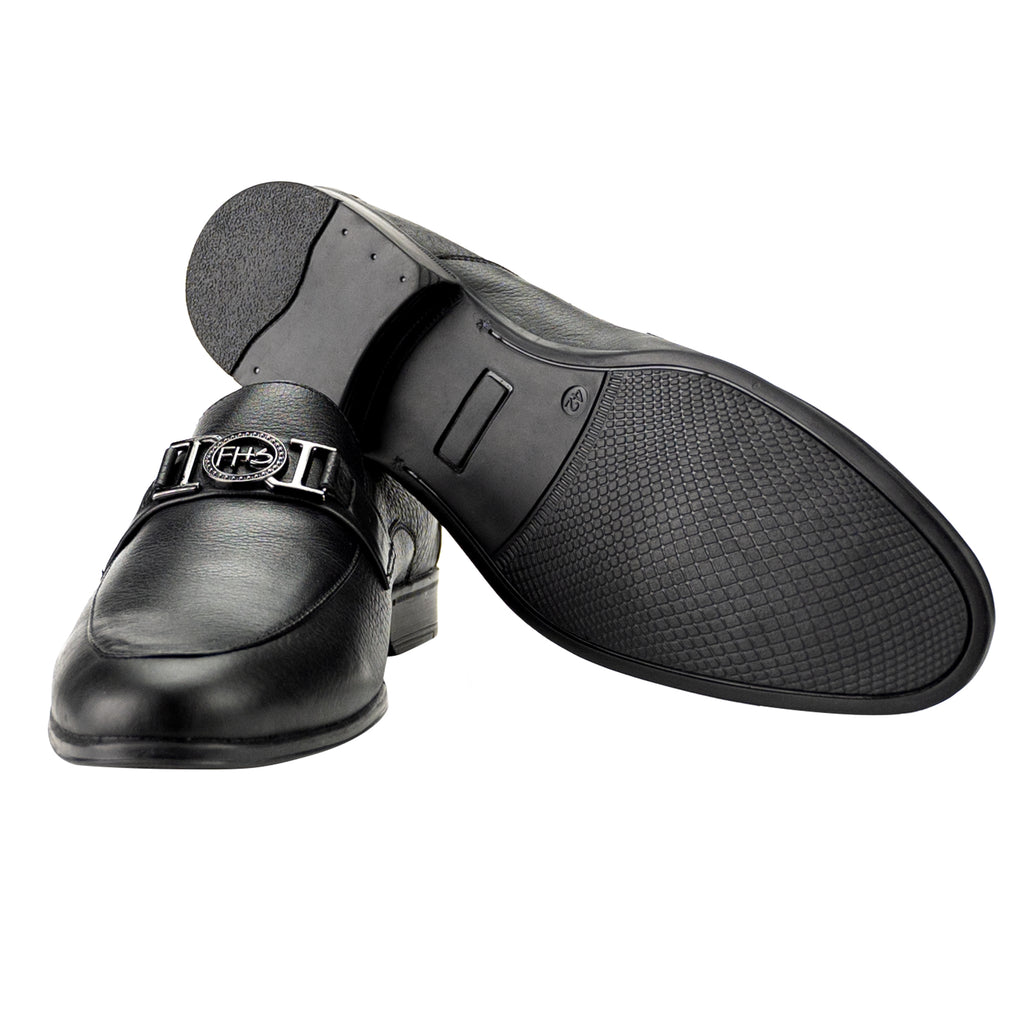 FHS Brass Buckled Loafers-Black