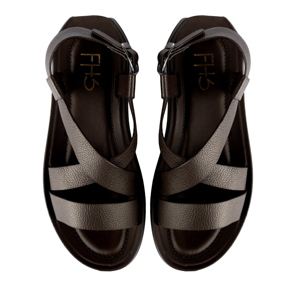 Casual Strapped Leather Sandals-Brown