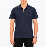 Jacquard Collar Polo - Navy