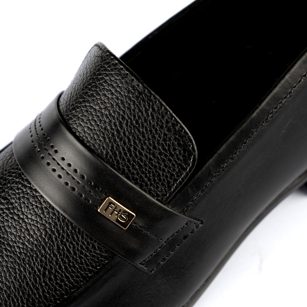 Stitched Strapped Loafers-Black
