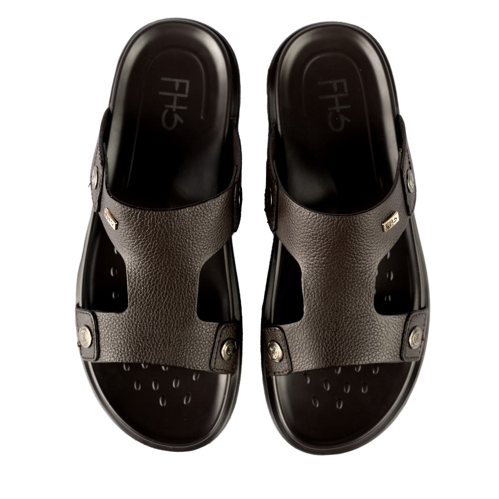 Casual Leather Slippers-Brown