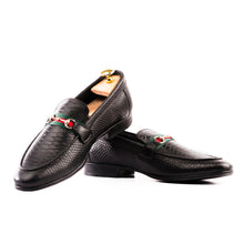 Load image into Gallery viewer, Snakeskin Embossed Statement Loafers - Black
